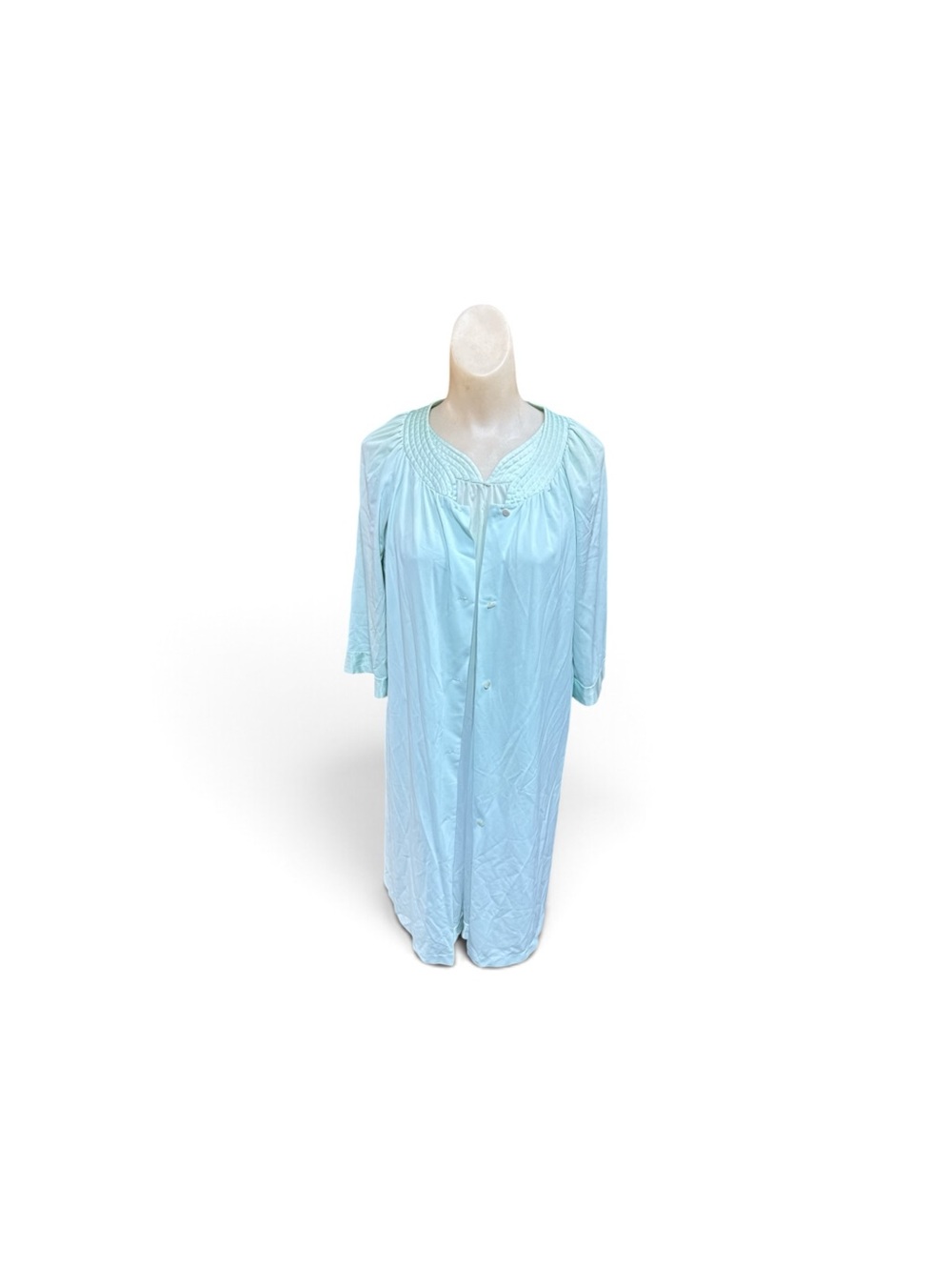 Vintage Shadowline Seafoam Blue Green Nylon Nightgown Peignoir Robe Set S